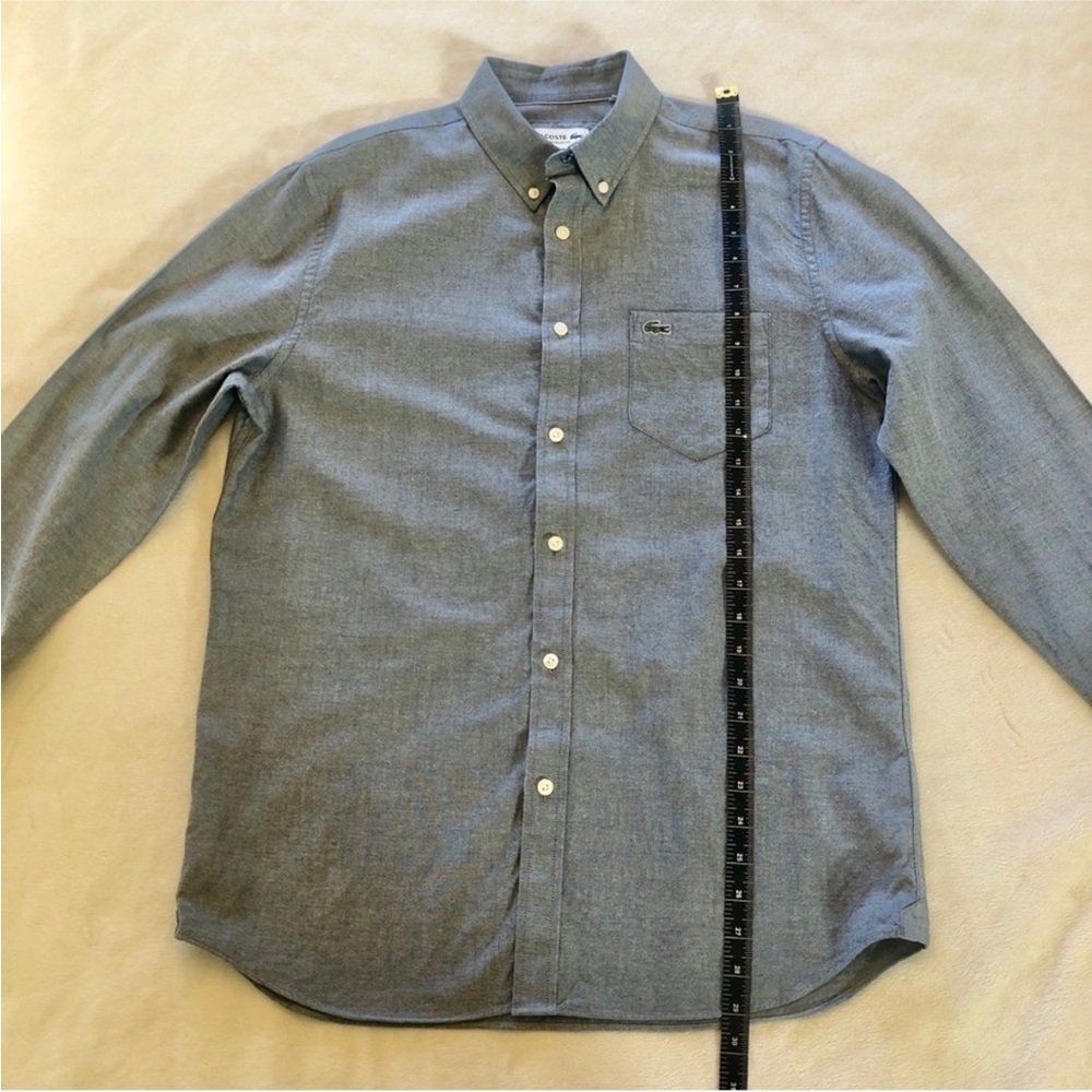 Lacoste. Buttoned Collar Long Sleeve Cotton Shirt. Chambray. US Medium FR 40. - Picture 3 of 4